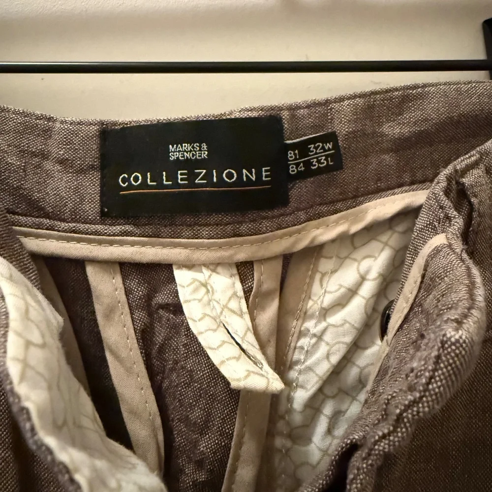Marks and Spencer Collezione Brown Grey Linen Pants